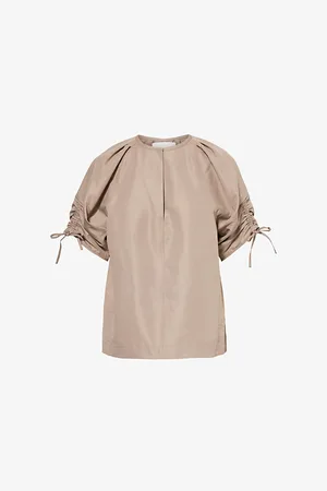 3.1 Phillip Lim Womens Shirred Pleated Cotton-Blend Top 8
