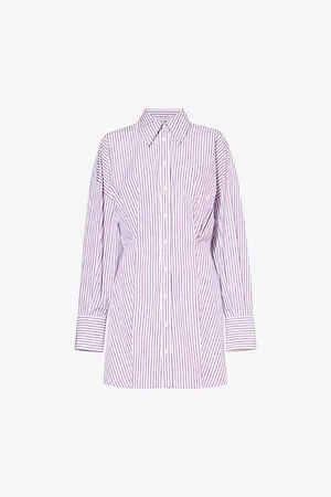 The Attico Womens Stripe-Pattern Cotton Shirt Dress 4