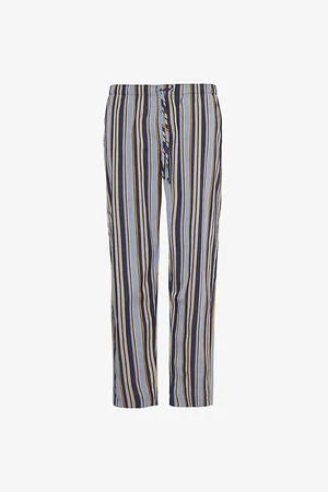 Hanro Mens Night & Day Striped Straight-Leg Cotton Pyjama Bottoms S