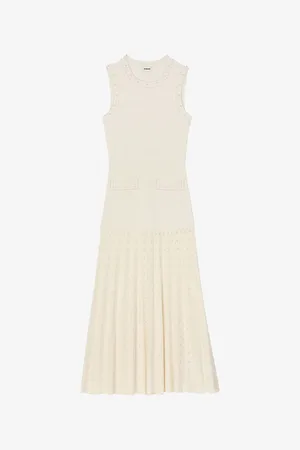 Sandro Womens Sleeveless Embellished Knitted Midi Dress 6