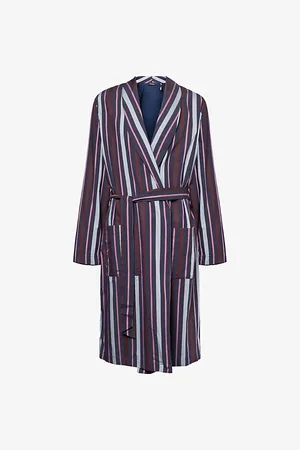 Hanro Mens Night & Day Mantel Striped Cotton Robe S