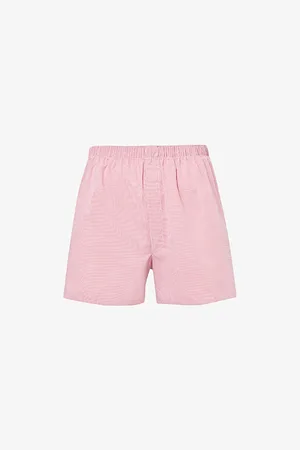 Sunspel Mens Classic Gingham-Print Cotton Boxer Shorts Xl