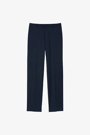 Sandro Mens Straight-Leg Micro-Pattern Wool Trousers M