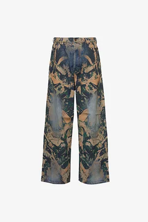 Acne Studios Mens Army-Print Wide-Leg Relaxed-Fit Jeans 30/32