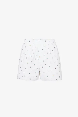 Sunspel Mens Ski-Print Cotton Boxer Shorts S