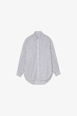 Sandro Womens Striped Rhinestone-Embellished Cotton Shirt 6
