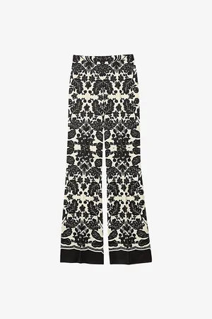 Sandro Womens Floral-Pattern High-Rise Woven Trousers 6