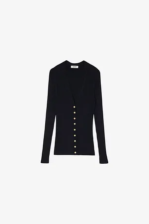 Sandro Womens V-Neck Slim-Fit Knitted Cardigan 6