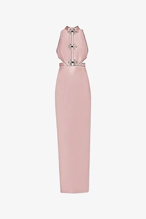 HUISHAN ZHANG Womens Leila Cut-Out Sleeveless Satin Gown 8