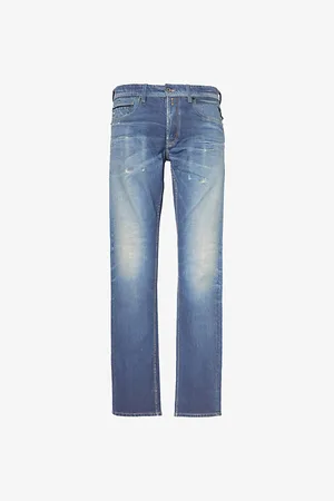 Replay Mens Grover Brand-Patch Tapered-Leg Slim-Fit Denim-Blend Jeans 30/32