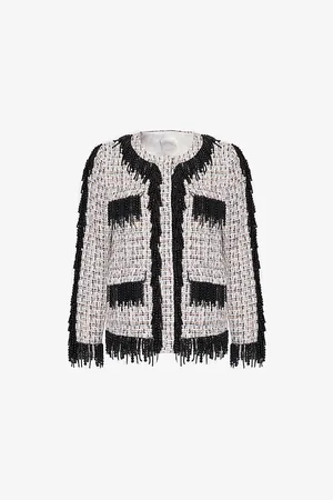 HUISHAN ZHANG Womens Cecile Bead-Embellished Metallic-Tweed Woven Jacket 10