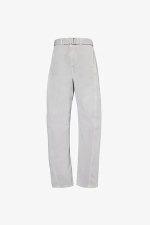 LEMAIRE Womens Twisted Belted Wide-Leg High-Rise Cotton Trousers M