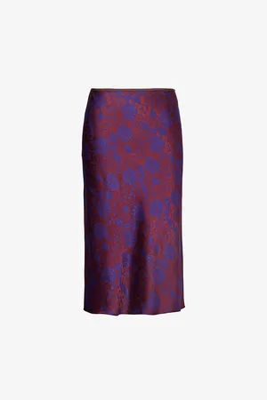 DRIES VAN NOTEN Womens Floral-Print Split Woven-Blend Midi Skirt 8