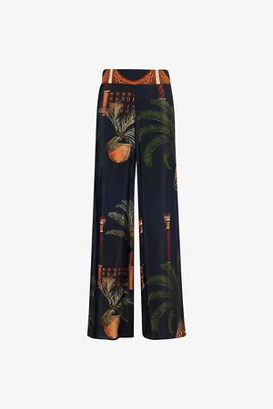 JOHANNA ORTIZ Womens Mystic Motif Flared Straight-Leg Mid-Rise Silk Trousers 10