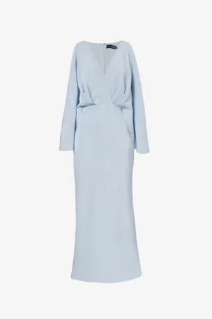 BRANDON MAXWELL Womens Camille V-Neck Silk Midi Dress 8