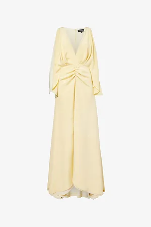 BRANDON MAXWELL Womens Sierra V-Neck Silk Maxi Dress 10
