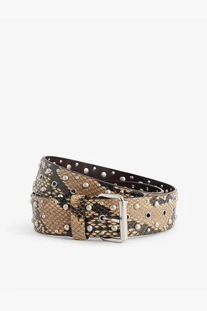 DRIES VAN NOTEN Womens Studs-Embellishment Snake-Print Leather Belt 30