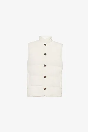 ELEVENTY Mens Reversible Suede Regular-Fit Leather-Down Gilet 36