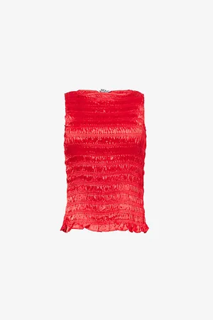 Amy Lynn Womens Sonya Shirred Stretch-Woven Top 6