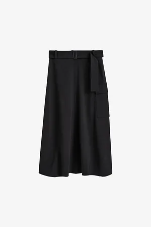 Joseph Womens Pernette Fluid Twill Wool-Blend Midi Skirt 10