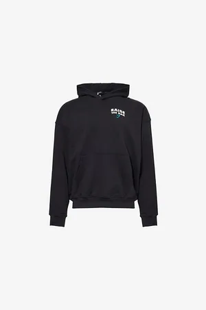 GymShark Mens Raise The Bar Brand-Print Cotton-Jersey Hoody S