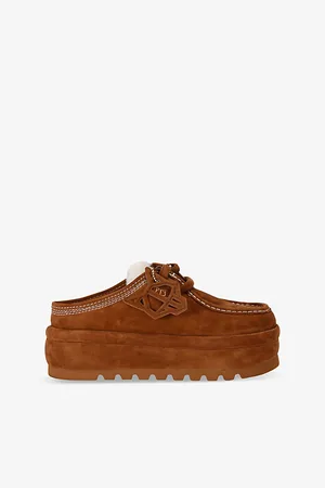 Naked Wolfe Womens Blizzard Shearling-Lined Slip-On Suede Shoes Eur 37 / 4 Uk Women