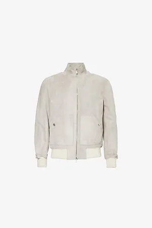 ELEVENTY Mens Two-Buttoned-Pockets Suede Regular-Fit Leather Jacket 36