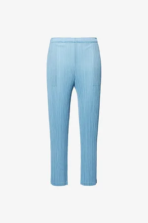 PLEATS PLEASE ISSEY MIYAKE Womens Pleated Slim-Fit Cropped Knitted Trousers 3