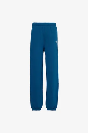 alo Womens Accolade 3D-Logo Straight-Leg Cotton-Blend Jersey Jogging Bottoms Xs