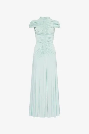 Alaïa Womens Flared Ruched Stretch-Woven Maxi Dress 6