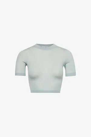Alaïa Womens Crop Short-Sleeves Cashmere Top 8