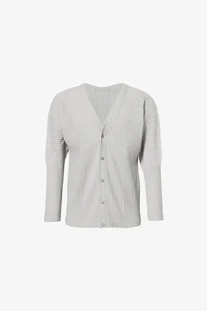 Issey Miyake Mens Basics V-Neck Slim-Fit Knitted Cardigan 2