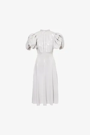 ROTATE Womens Puff-Sleeve Sequin-Embellished Midi Dress 8