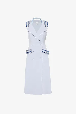 HUISHAN ZHANG Womens Emerson Double-Breasted Sleeveless Crepe Midi Dress 10