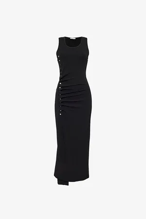 Paco rabanne Womens Sleeveless Draped Stretch-Jersey Midi Dress 6