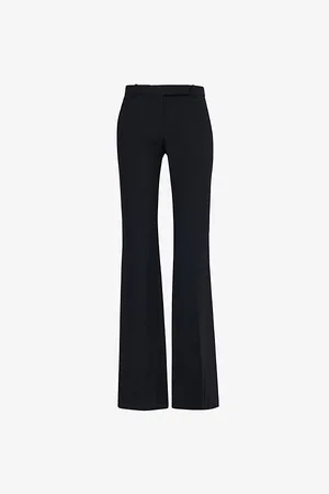 Alexander McQueen Womens Narrow Flared Straight-Leg Woven-Blend Trousers 6