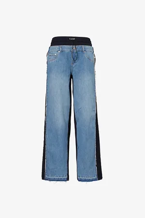 Simkhai Womens Shia Contrast-Panel Straight-Leg Denim Trousers 10