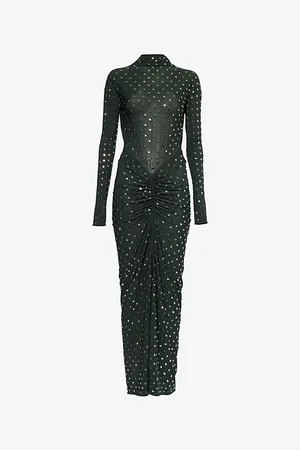 Alaïa Womens Studded Draped Woven-Blend Maxi Dress 6