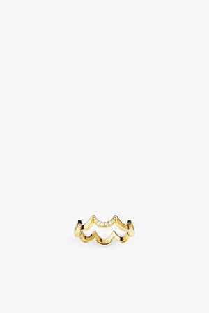APM Monaco Womens Wavy 18ct -Plated Alloy and Cubic Zirconia Ring M