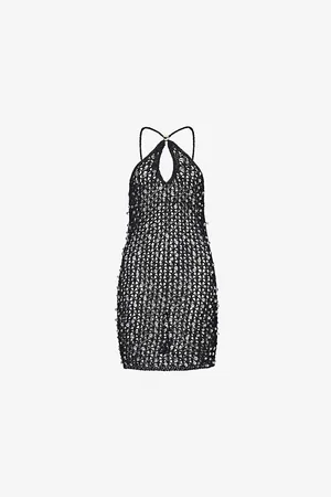 COPERNI Womens Beaded Halterneck Cotton-Blend Mini Dress S