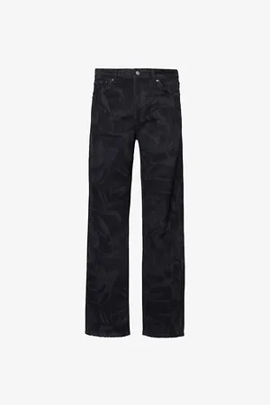 Daily paper Mens Laser-Print Straight-Leg Regular-Fit Denim Jeans S