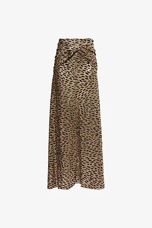 Paco rabanne Womens Tiger-Print Chain-Embellished Lamé Maxi Skirt 6