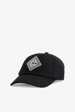 Casablanca Mens Pearl Diamond Monogram Cotton-Twill Cap 1 Size