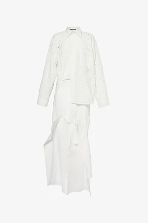OTTOLINGER Womens Deconstructed Broderie-Anglaise Woven Maxi Shirt Dress Xs