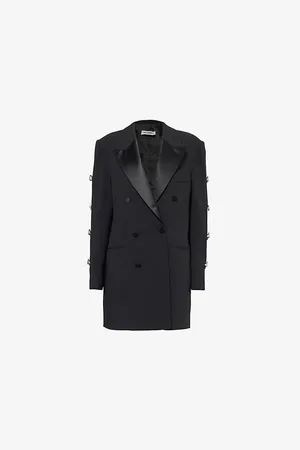 Mach & Mach Womens Bow-Embellished Cut-Out Stretch Wool-Blend Blazer Dress 4