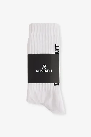 Represent Mens Logo-Pattern Cotton Socks 1 Size