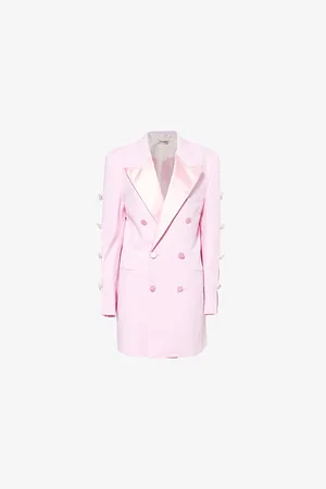 Mach & Mach Womens Bow-Embellished Cut-Out Stretch Wool-Blend Blazer Dress 4