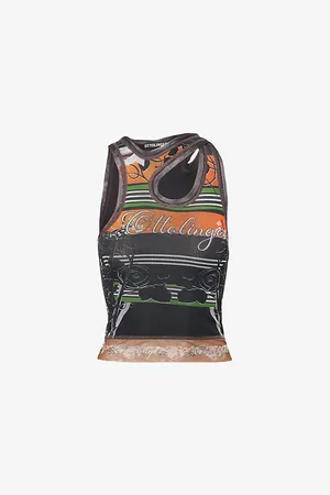 OTTOLINGER Womens Graphic-Print Asymmetric Mesh Top S