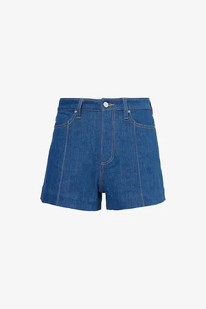 Paige Womens Dani Stitched High-Rise Stretch-Denim Shorts 24