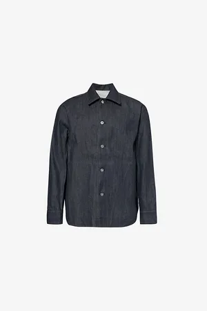 Jil Sander Mens Spread-Collar Slip-Pocket Denim Shirt S